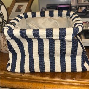 Striped Navy and White Cosmetic Bag